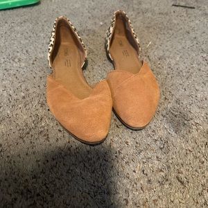 Caramel Brown Suede Leopard Cheetah Women’s Julie D’Orsay Flats Toms size 9